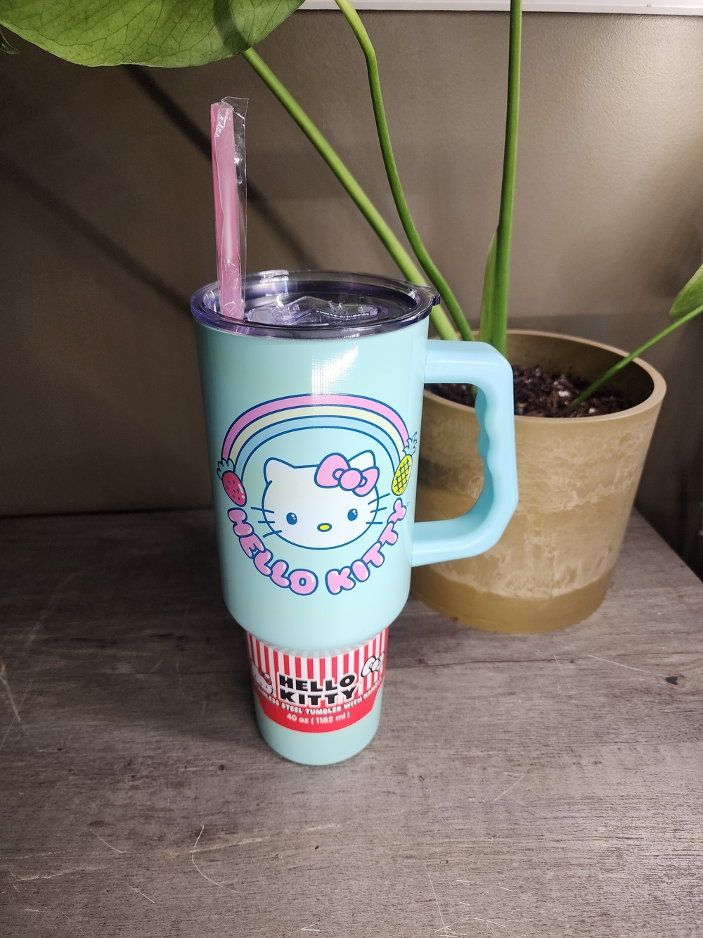 Hello Kitty Mint Rainbow Travel Tumbler with Straw